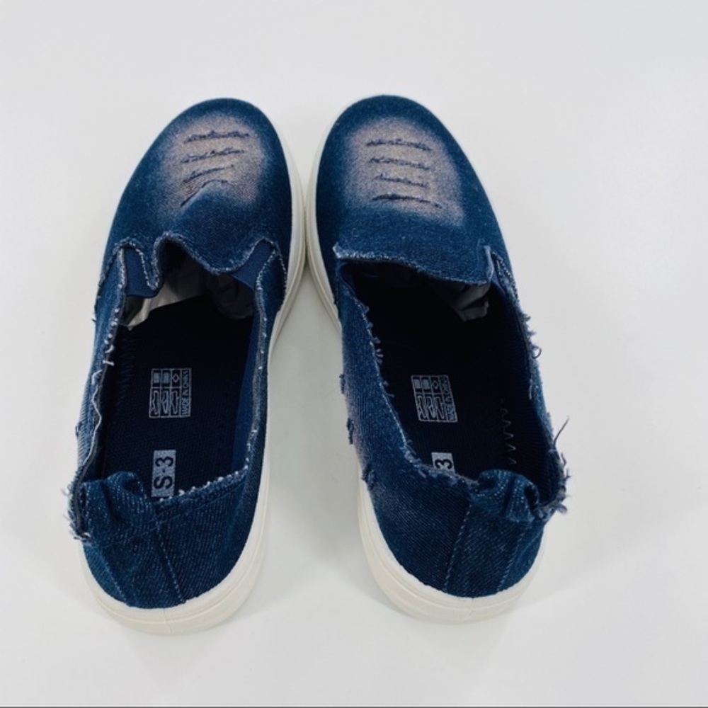 Slip On Blue Jean Distressed Sneakers - Picture 3 of 5